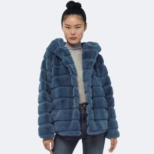 Apparis Goldie Stone Blue Faux Fur Teddy Jacket XS